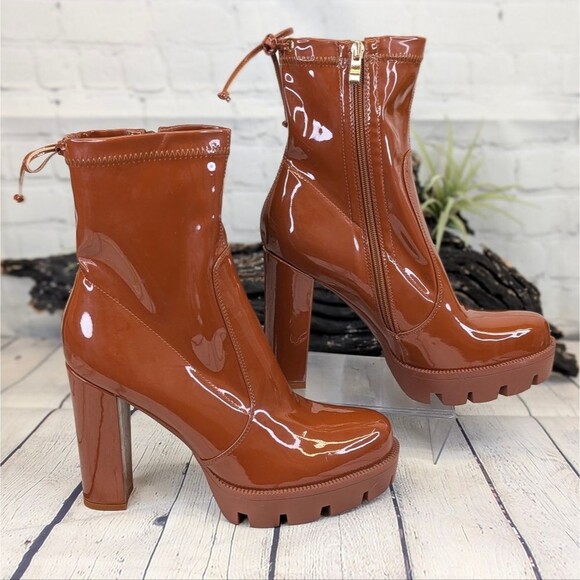 AZALEA WANG WHAT YOU LOVE CHUNKY BOOTIE IN COGNAC - Picture 3 of 16